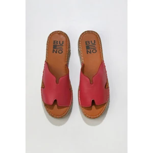 Bueno Shoes Fuşya Deri Kadın Dolgu Topuklu Terlik