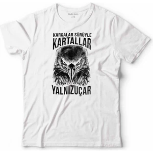 Kendim Seçtim Beşiktaş Kargalar Sürüyle Kartallar Yalnız Uçar Kartal Kafa Çocuk Tişört Beyaz