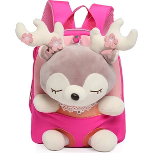 Just Casual Karikatür Peluş Geyik Küçük Çocuk Sırt Çantası - Koyu Pembe (Yurt Dışından)