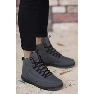 Gri Siyah Erkek Sneaker Bot Düz Taban Ortopedik İç Taban