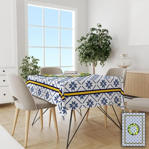 Pusula Home Çini ve Limon Desenli Kolay Temizlenebilir Leke Tutmaz Dertsiz Masa Örtüsü