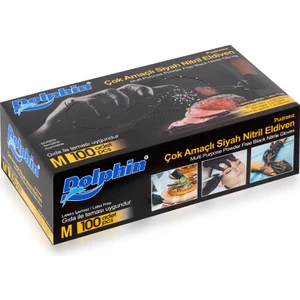 Çok Amaçlı Pudrasız Siyah Nitril Eldiven (M)