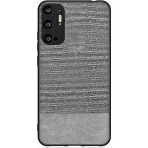 Xiaomi Redmi Note 11SE Fabrik Kumaş ve Deri Desen Kılıf - Gri