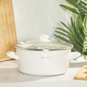 Pastel Emaye Kızartma Tenceresi Krem 24 cm