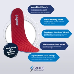 M900  Visco Memory Foam Anatomik Unisex Kırmızı Tabanlık