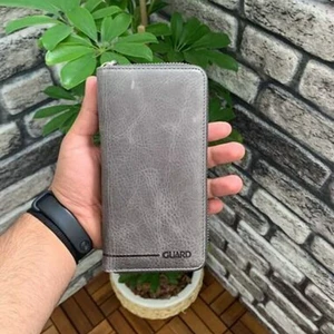 Hakiki Deri Unisex Antik Gri Fermuarlı Portföy Cüzdan (T463)