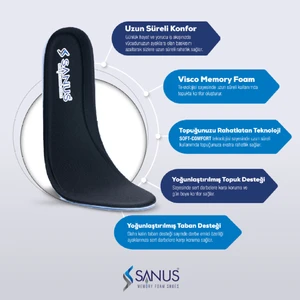 100 Model  Visco Memory Foam Spor Unisex Siyah Tabanlık