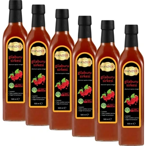 Hanzade Bitkisel Gilaburu Sirkesi 500 ml x 6 Adet Doğal Fermantasyon İçilebilir Katkısız Cam Şişe