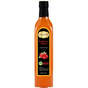 Hanzade Bitkisel Kuşburnu Sirkesi 500 ml Doğal Fermantasyon İçilebilir Katkısız Cam Şişe