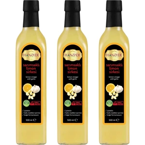 Hanzade Bitkisel Sarımsaklı Limon Sirkesi 500 ml x 3 Adet Doğal Fermantasyon İçilebilir Katkısız Cam Şişe