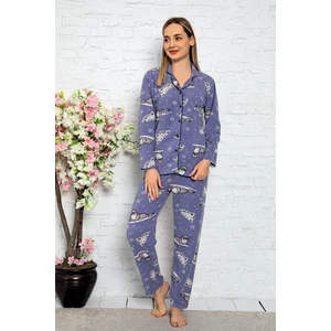 Bayan Kışlık Welsoft Peluş Inci Polar Düğmeli Pijama Takımı 'ipeksi Doku'