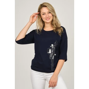 Kadın Desenli Bluz 6690208 Lacivert