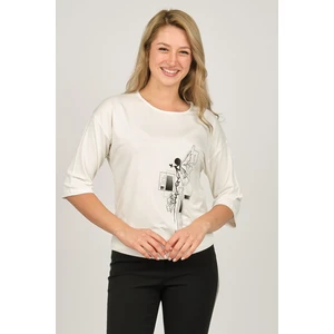 Kadın Desenli Bluz 6690208 Ekru