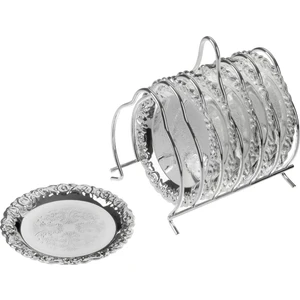 Queen Anne Ingiliz Gümüşü Bardak Altlığı Seti 6 Parça 11.5 x 8.6 x 12.7 cm