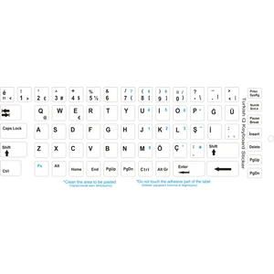 Türkçe Q Klavye Etiketi Laptop Pc Sticker Beyaz