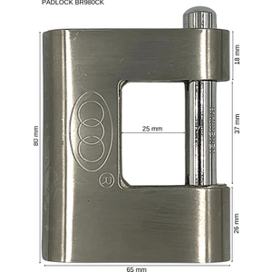 Padlock Asma Kilit Çelik Takviyeli Yatay Krom 65 mm