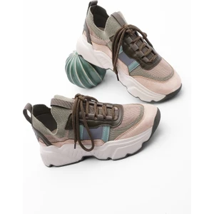 Kadın Sneaker Kalın Taban Triko Spor Ayakkabı Volente