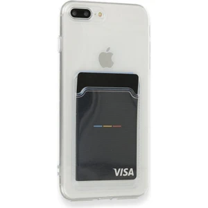 Fitcase iPhone 7 Plus / 8 Plus Kılıf Cardy Şeffaf Kartlık Cepli Kapak Şeffaf
