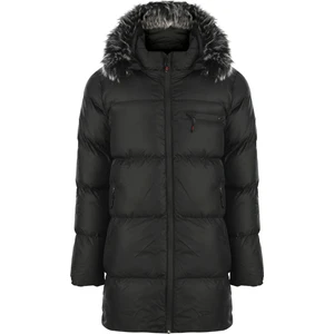 NorthFashion Erkek Kürk Kapüşonlu Uzun Model Siyah Şişme Mont & Kaban & Parka