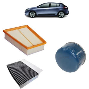 Renault Megane 3 3Lü Karbon Filtre Bakım Seti 1.6 16 Valf 2008-2018 KİT1098E
