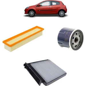 Renault Clio 3 1.2 16 Valf Filtre Yağ Bakım Seti 2005-2012 3Lü KİT1051A