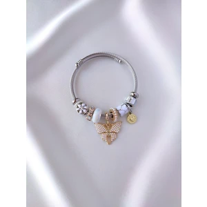 Model Charm Bileklik Beyaz Kelebekli Çelik Kadın Bilezik