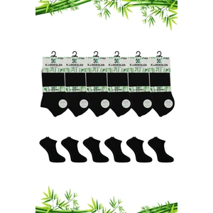 Bambu Kadın Patik Siyah Çorap Dikişsiz 6'lı Paket