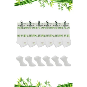 Bambu Kadın Patik Beyaz Çorap Dikişsiz 6'lı Paket