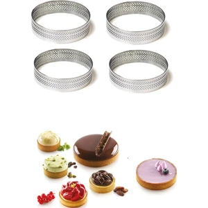 Delikli Yuvarlak Tart Kalıbı - 4'lü Set - Çap 8 cm