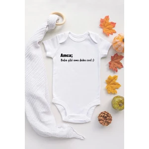 Tuğba Baby Bebek Amca Daha Cool Yazılı  Pamuklu Zıbın