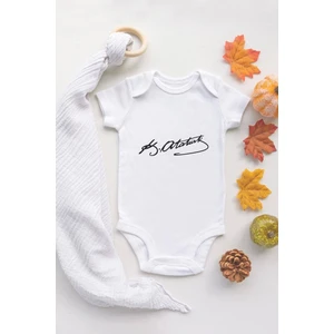 Tuğba Baby Tuğba Baby Atatürk Imzalı  Baskılı Bebek Body Pamuklı Zıbın