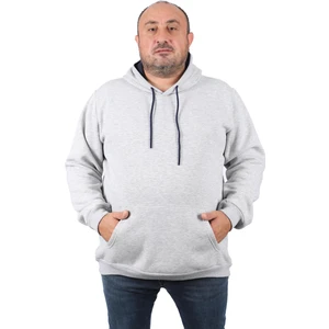 Moc Grande Mocgrande Büyük Beden Erkek Basic Sweat Kapüşonlu 11700-GRI Melanj