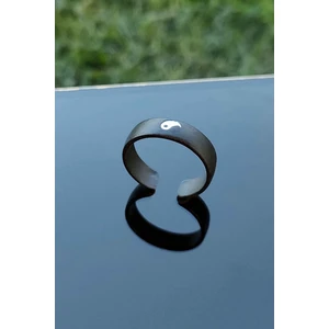 Trend Collection Sade Mat Siyah Halka Ying Yang Model Ayarlanabilir Yüzük