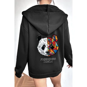 Unisex Panda Sırt Baskılı Sweatshirt