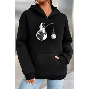 Unisex Uzay Temalı Baskılı Sweatshirt
