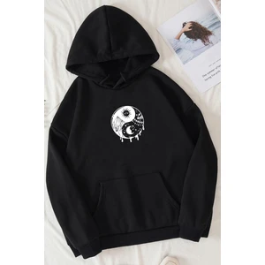 Unisex Ying-Yang Baskılı Sweatshirt