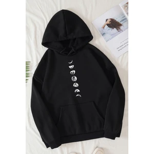 Unisex Moon Phases Baskılı Sweatshirt
