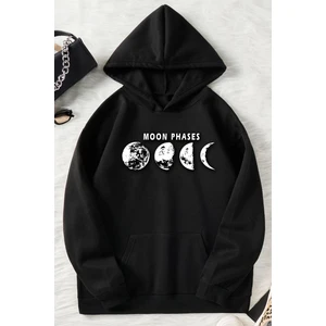 Unisex Moon Phases Baskılı Sweatshirt
