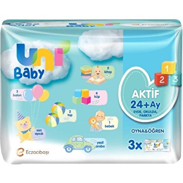 Uni Baby Aktif Oyna Öğren 3'lü Islak Mendil 156