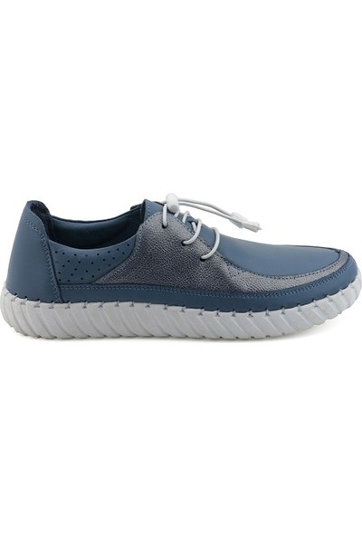 7AdımdaAşk Mavi Kadın Sneaker Deri Ayakkabı