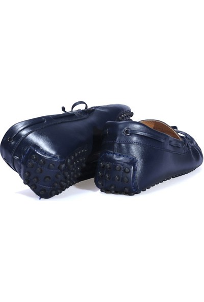 Carfier Lacivert Deri Loafer Erkek Ayakkabı