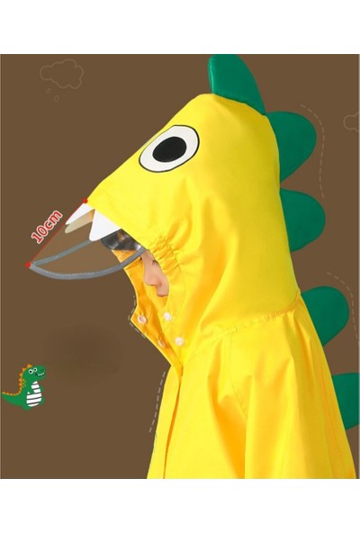 Goodtool Çocuk Karikatür Dinozor Çantalı Kapşonlu Yağmurluk Seti - Sarı (Yurt Dışından)