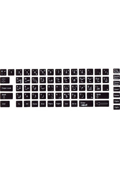 Arapça Türkçe Klavye Sticker Siyah Renk Notebook ve Pc Uyumlu