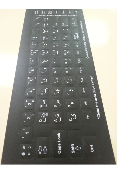 Arapça Türkçe Klavye Sticker Siyah Renk Notebook ve Pc Uyumlu