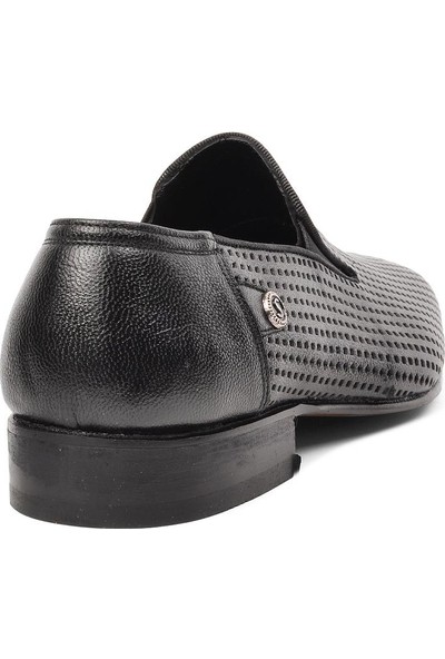 Suphi Şeker Siyah Hakiki Deri Erkek Kösele Taban Klasik Ayakkabı