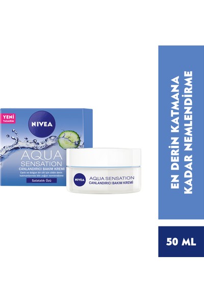 NIVEA Aqua Sensation Canlandırıcı Bakım Kremi (50ml),Normal ve Karma Ciltler,Salatalık Özü ile Yoğun Cilt Nemlendirme
