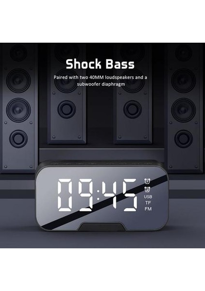 Bluetooth Hoparlör LED Dijital Çalar Saat Taşınabilir Kablosuz Hoparlörler Stereo Subwoofer ile Handsfree Tf Kart Aux Mp3 Çalar (Yurt Dışından)
