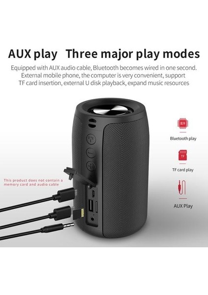 Taşınabilir Bluetooth Hoparlör Kablosuz Subwoofer 3D Bas Stereo Destek Micro Sd Kart Aux USB Flash Sürücü Oynat (Yurt Dışından)