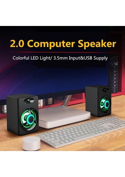 USB Kablolu Bilgisayar Hoparlörler, LED Stereo Subwoofer Pc Hoparlörler, Laptop Mini Hoparlörler, Ofis Ev Mini USB Multimedya Hoparlörler (Yurt Dışından) modelleri