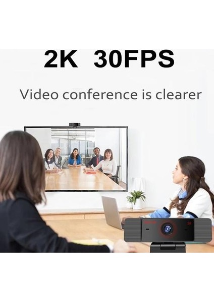 Full Hd 2 K Webcam USB Mic ile Mini Bilgisayar Kamera, Esnek Döndürülebilir, Dizüstü Bilgisayarlar Için, Masaüstü Webcam Kamera Çevrimiçi Eğitim (Yurt Dışından)